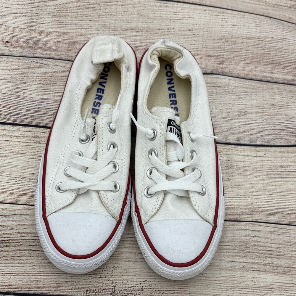 Converse White Sneakers with Red Accents
